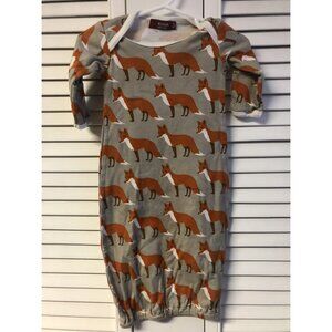 Milkbarn Size 0-3M Fox Sleep Gown Organic Cotton